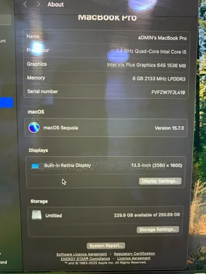 Laptop Apple MacBook Pro 2019 8GB Intel Core i5 SSD 256GB