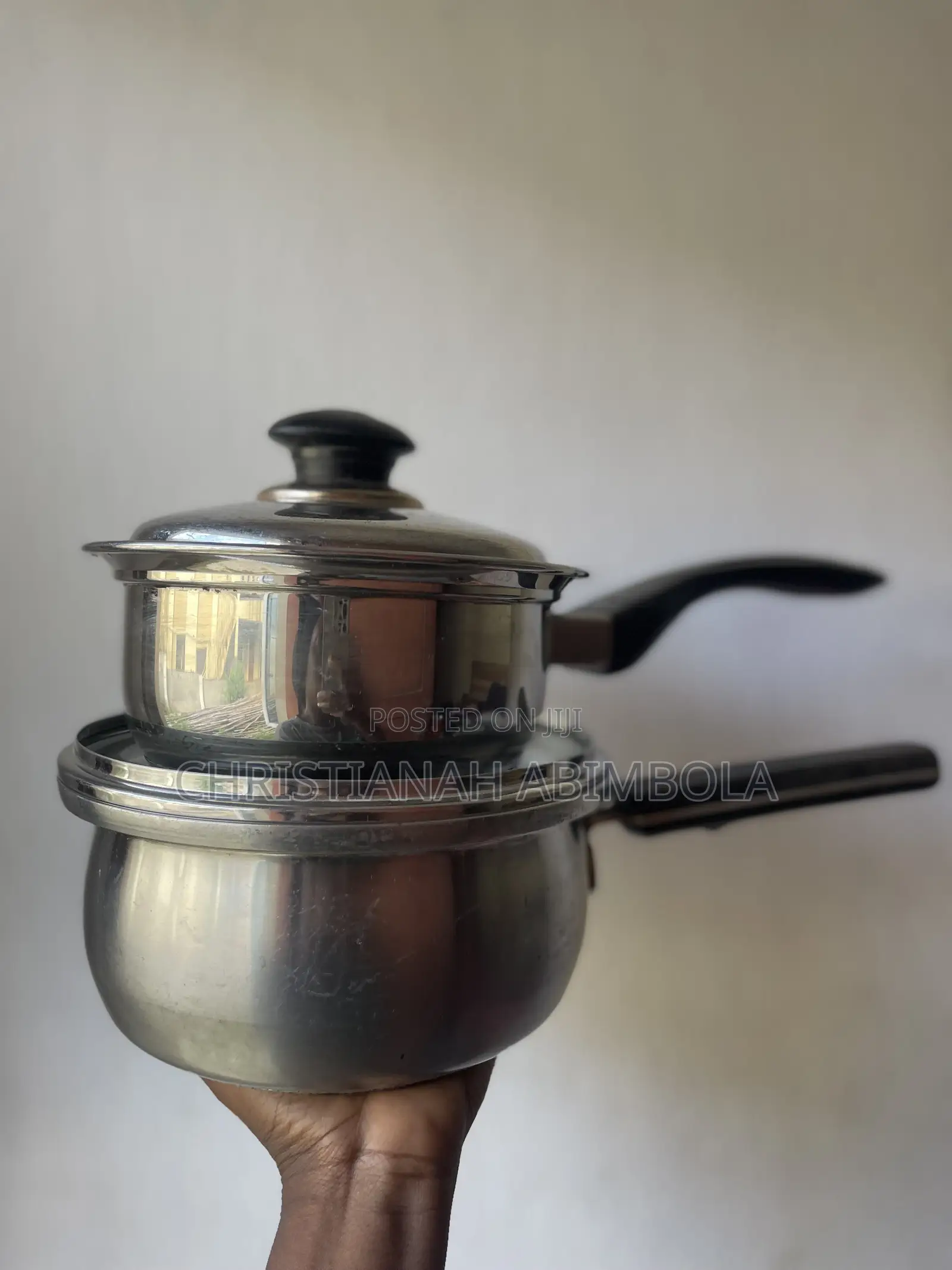 Neatly Used Stainless Steel Cooking Pots – 2 Pieces