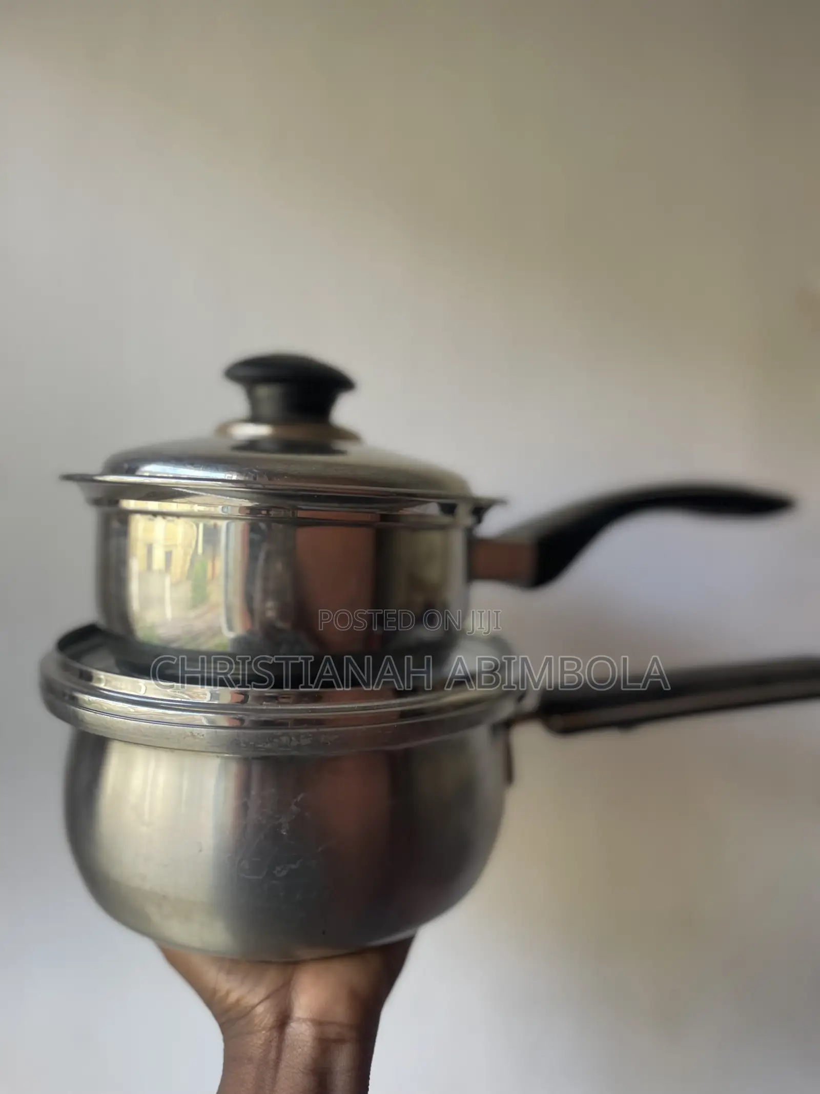 Neatly Used Stainless Steel Cooking Pots – 2 Pieces