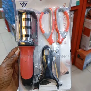 3in1 Kitchen Knife Set (Knife Sharpener, Peeler and Kitchen Scissors)