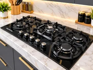 Quality Polyester 5 Burner Built in Gas Cooker - Tempered Glass Top