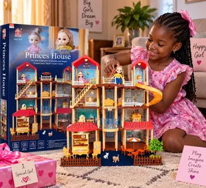 Large Princess Doll House Playset With Slide Accessories