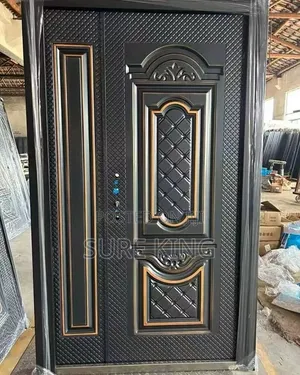 Luxury Black Security Door With Gold Accents – Brand New