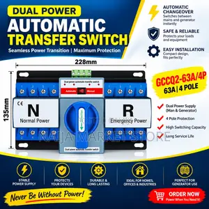 Automatic Change Over Switch:63 Dual Power ATS 4P 63A 400vac
