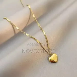 Elegant Gold Stainless Steel Heart Drop Pendant Necklace