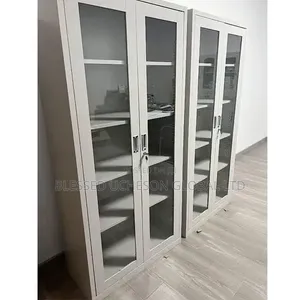 Double-Door Glass Display/Storage Cabinet (Metal Office Cupboard).