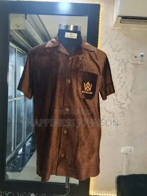 Men’s Luxury Brown Short Sleeve Shirt – Premium Casual Wear
