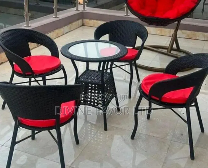 Poolside Rattan Chairs and Glass Table