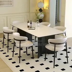 High Quality Luxury Marble Dining Table Set With Adorable Six Chairs.