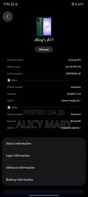New Samsung Galaxy A07 128 GB Green