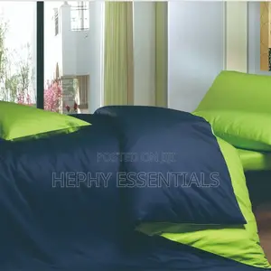 Quality Plain Bedsheet Sets,Duvet,Navy and Lemon