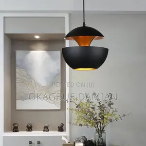 Modern Black Gold Dome Pendant Light