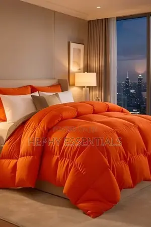 Classy Plain Bedding Sets in Orange and Cream