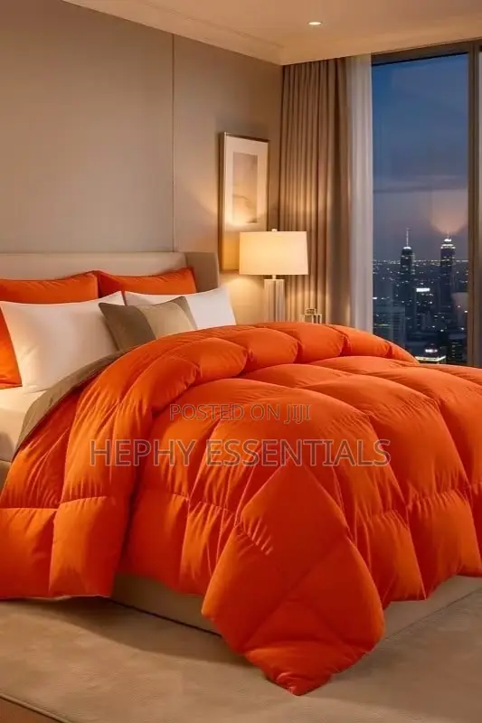 Classy Plain Bedding Sets in Orange and Cream