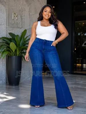 Stretching Deep Blue
Flare Jeans Are Available 
Size 6 to 16/18