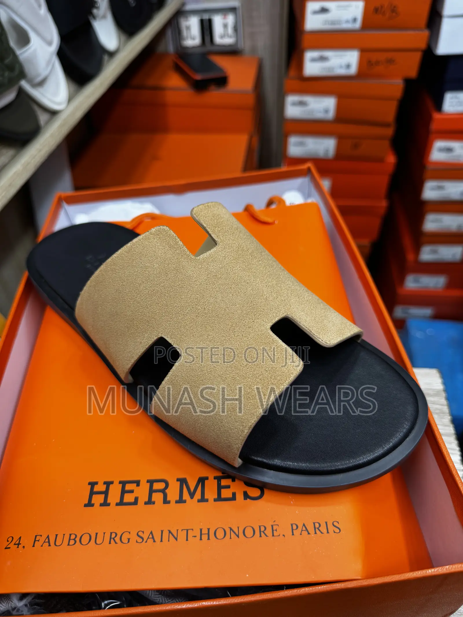 Hermes Flat Sole Leather Slipers 40-46