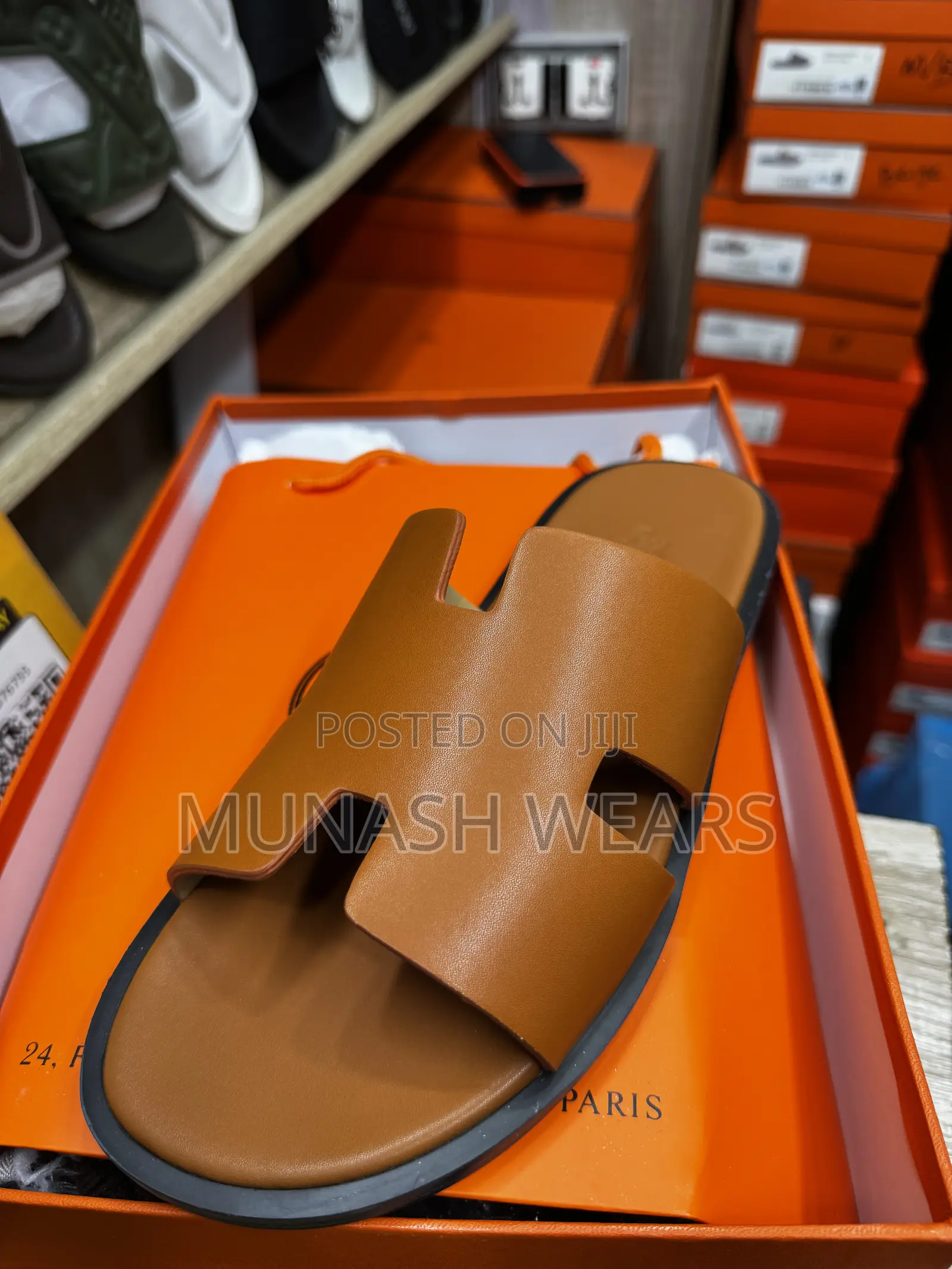 Hermes Flat Sole Leather Slipers 40-46