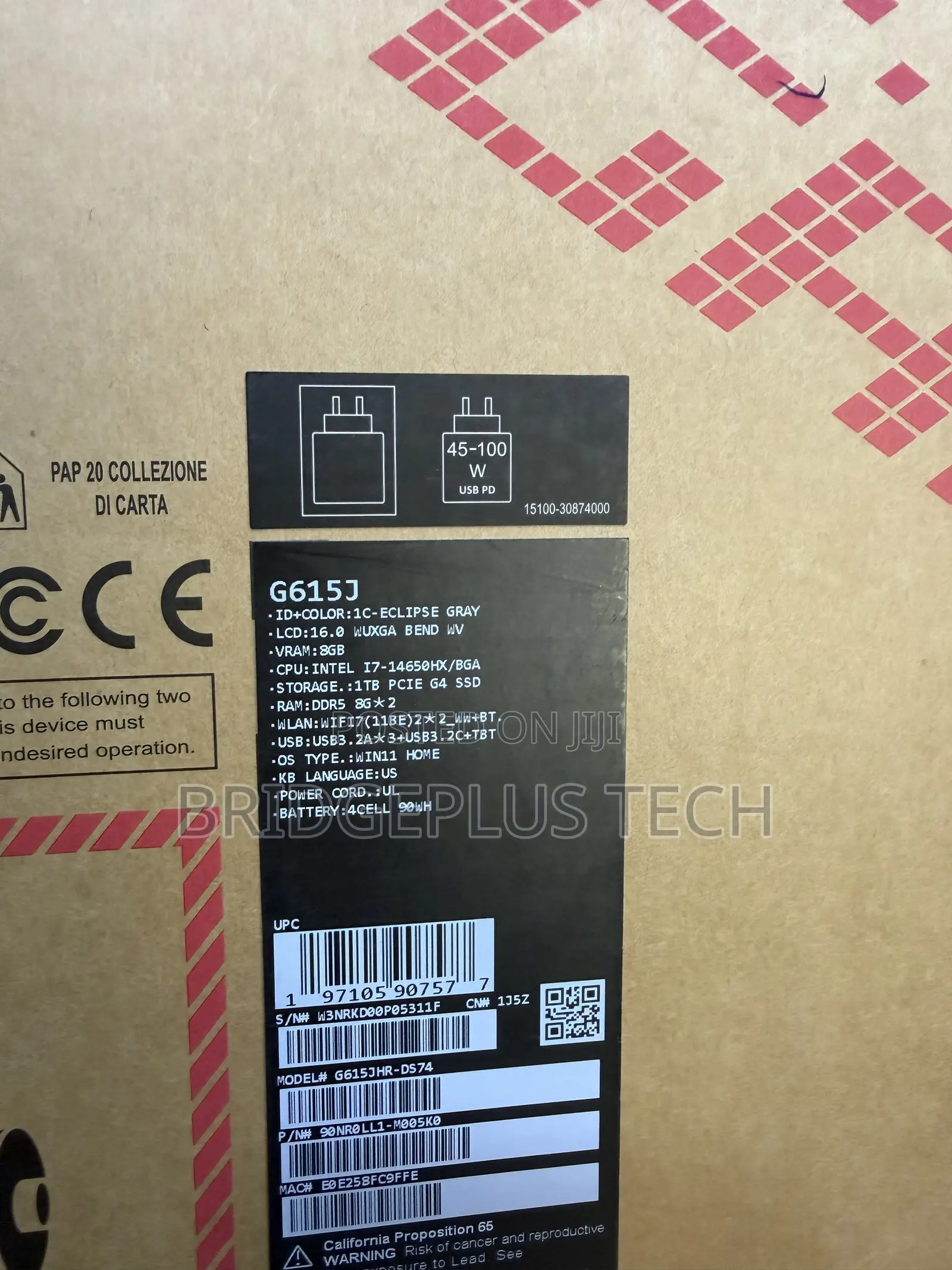 New Laptop Asus ROG Strix G16 16GB Intel Core i7 SSD 1T