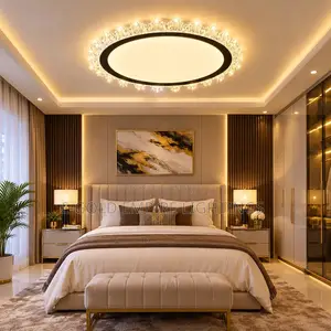 Ceiling Light | Luxury Black CrystalChandelier|Elegant FlushMountLight