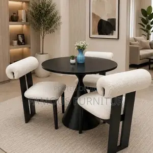 This Image Shows a Modern 3-Seater Minimalist Round Dining Set