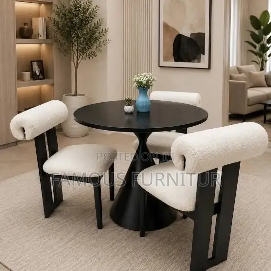 This Image Shows a Modern 3-Seater Minimalist Round Dining Set