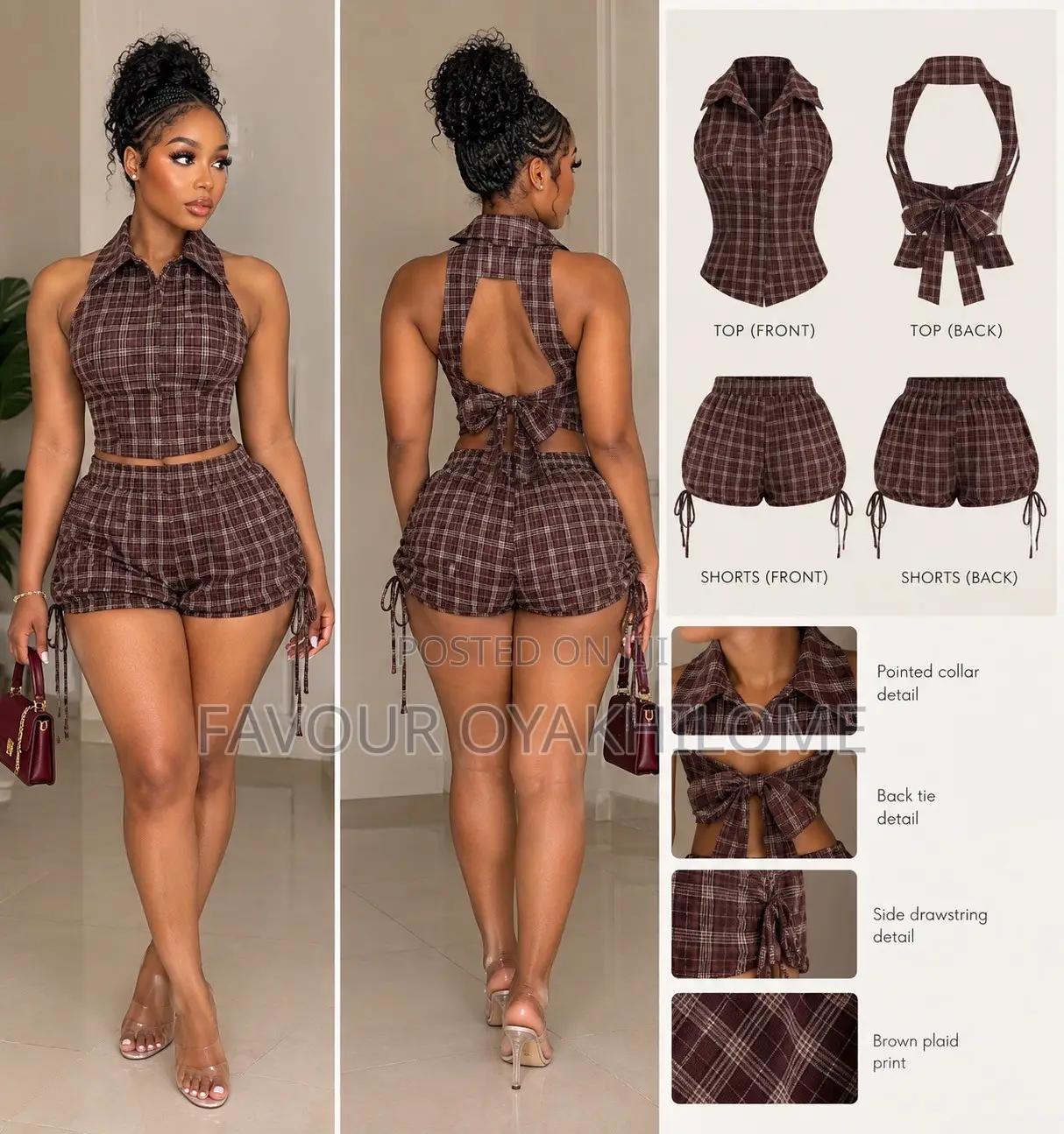 2pcs Brown Vintage Set
