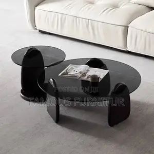 Modern 2-in-1 Coffee Table Set Featuring Smoke-Tinted Round Glass Top
