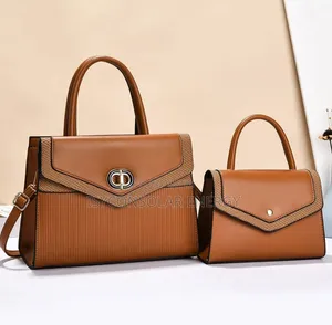 Brown Textured Top-Handle Bag