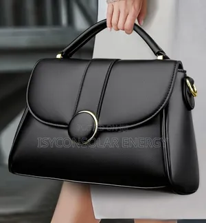 Black Faux-Leather Top-Handle Handbag