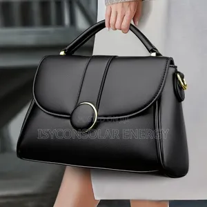 Black Faux-Leather Top-Handle Handbag