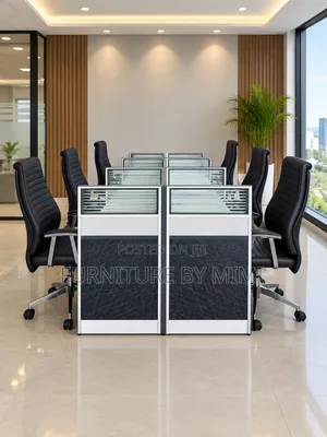 Premium 6-Person Corporate Office Workstation With Executive Chairs .