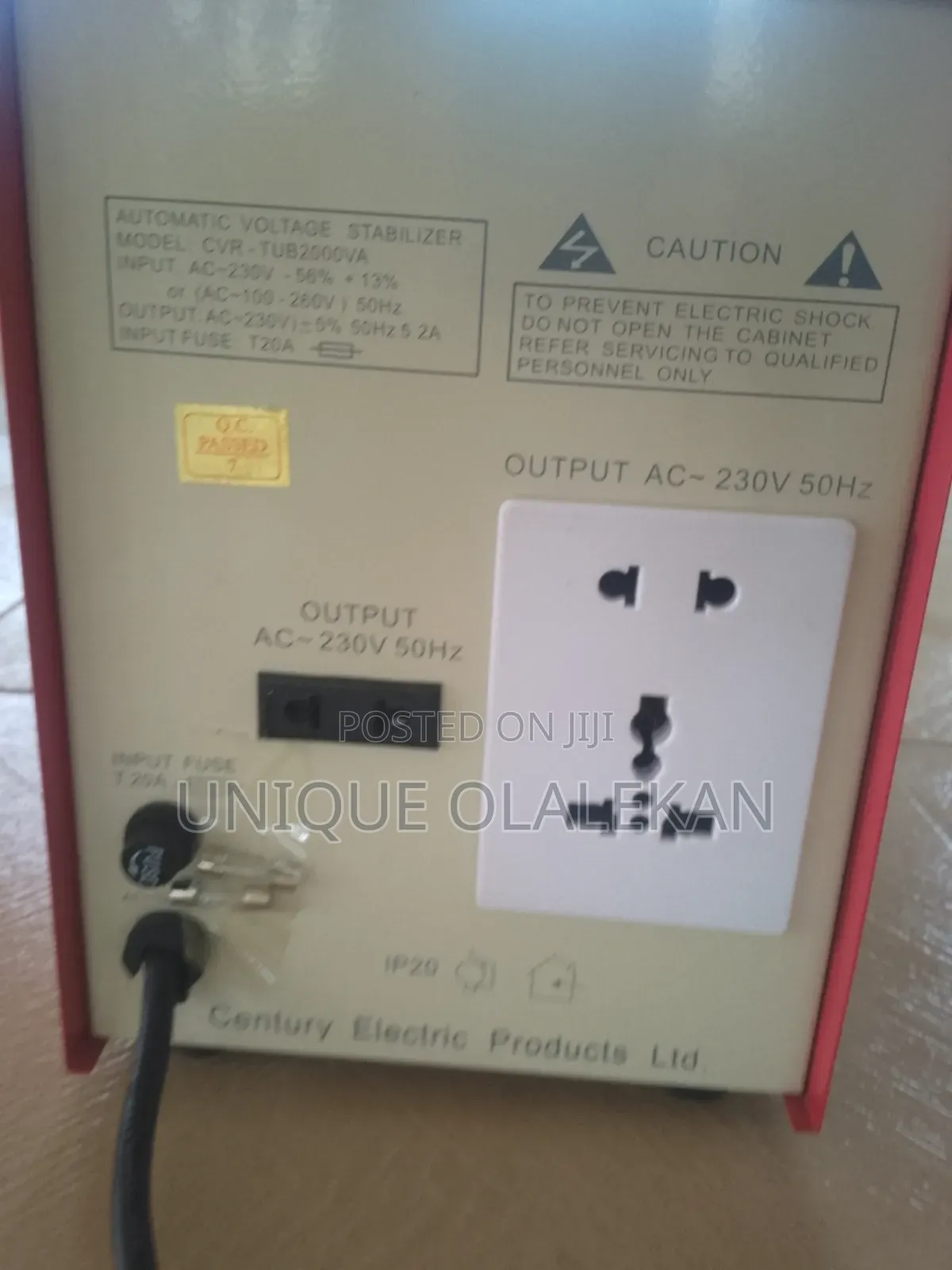 Century 2000VA Automatic Voltage Stabilizer