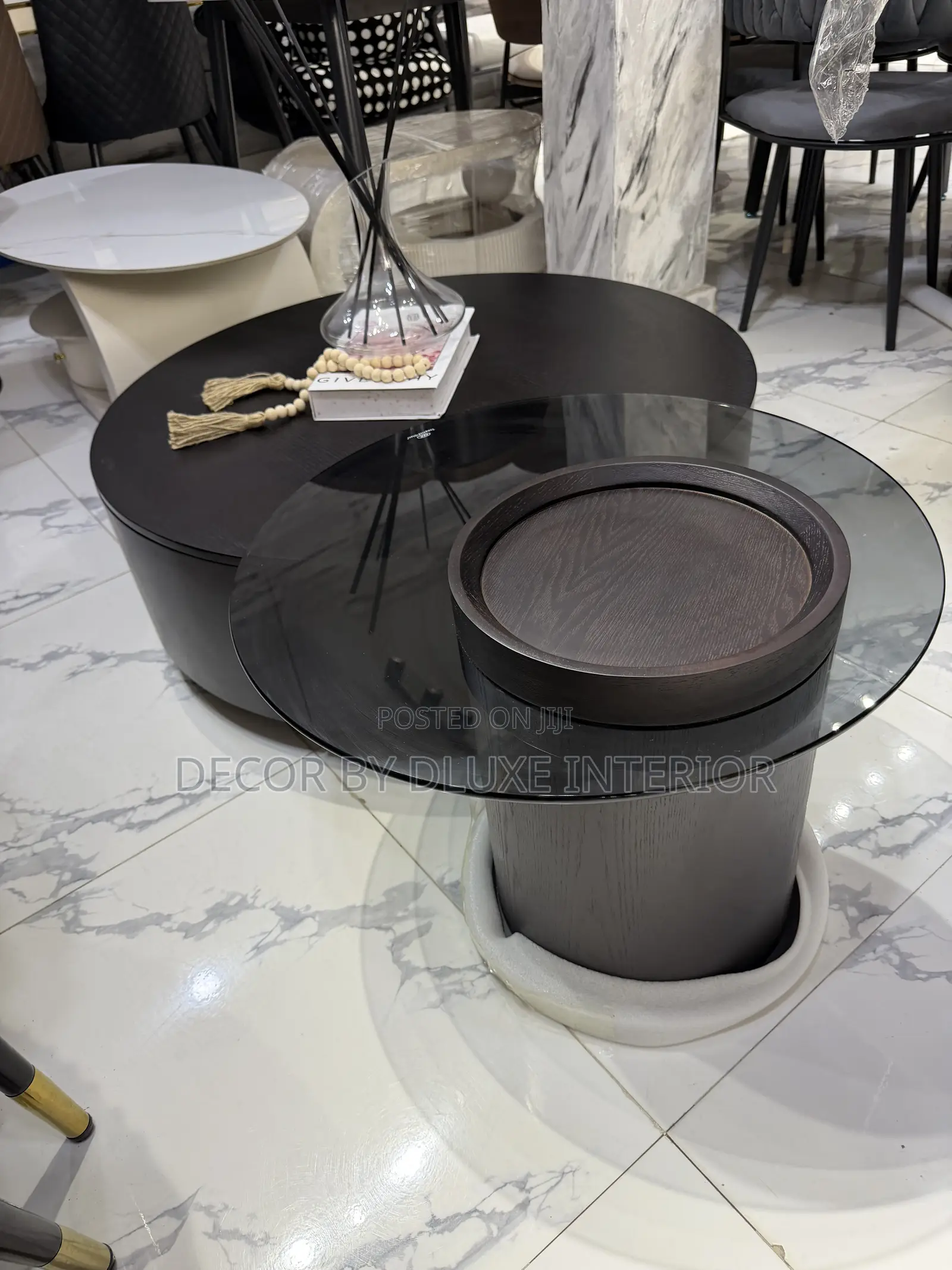 Modern Simple Solid Wood and Glass Coffee Table Set