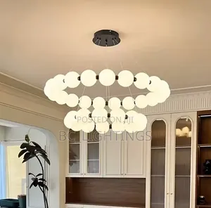 Necklace Round Chandelier Modern White LED Chandelier for Living Room