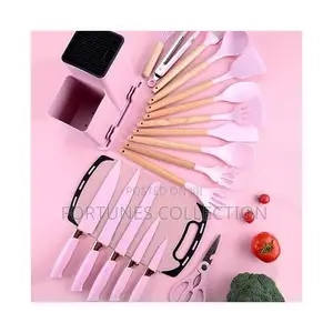 19Pcs Non-Stick Silicone Cooking Spoon Knife Set With Board