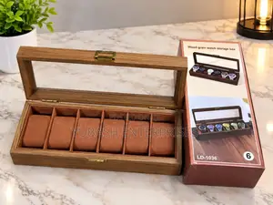 6 Slot Wood Grain Watch Storage Box