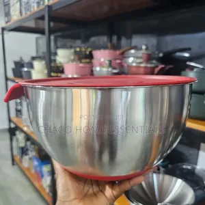 Stainless Steel Mixing Bowl With Lid Non-Slip Base - 28cm and 30cm
