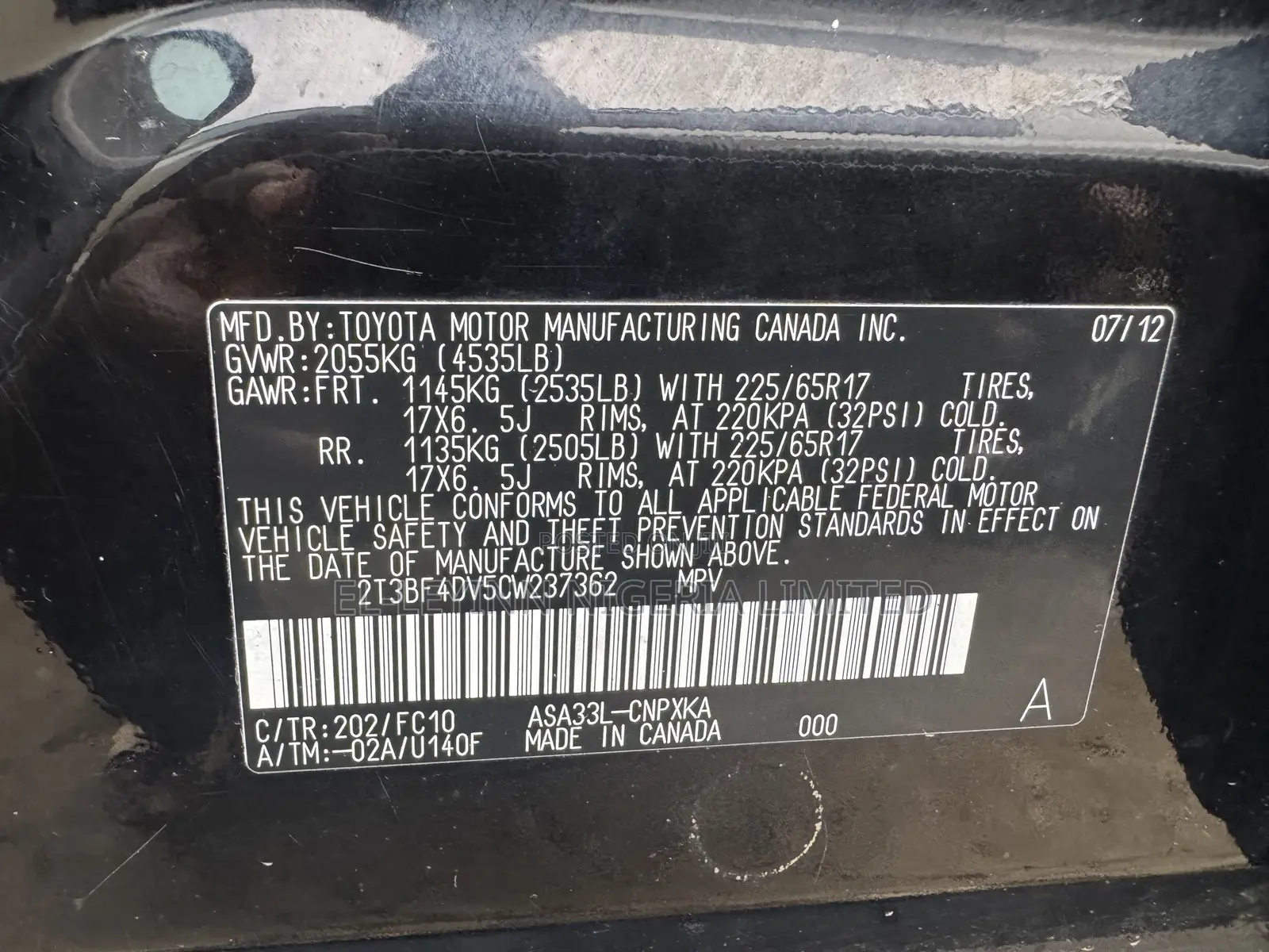Toyota RAV4 2.5 2012 Black