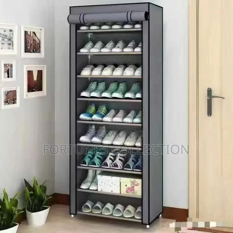 Lindy Single Row 9 Layer Dustproof Fabric Shoe Rack Organizer