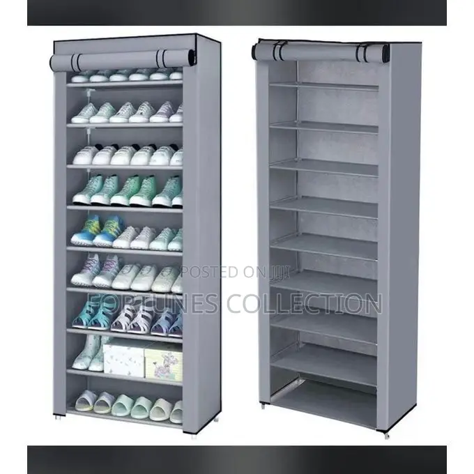 Lindy Single Row 9 Layer Dustproof Fabric Shoe Rack Organizer