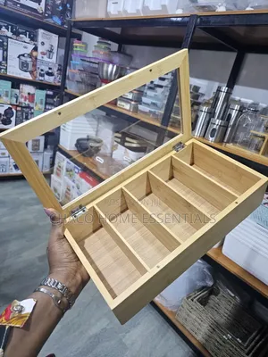 6 Compartments Bamboo Storage Organizer for Tea, Coffee, Spices
