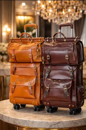 Luxury Leather Travel Luggage Set – Executive Rolling Duffel