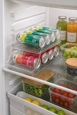 Rolling Acrylic Beverage Soda Can Organizer for Fridge