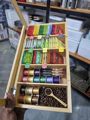 6 Compartments Bamboo Storage Organizer for Tea, Coffee, Spices