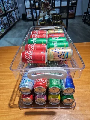 Rolling Acrylic Beverage Soda Can Organizer for Fridge