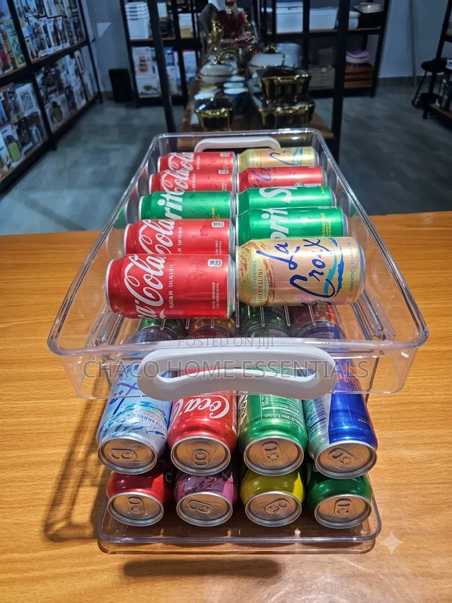 Rolling Acrylic Beverage Soda Can Organizer for Fridge