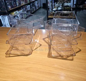 6-Piece Clear Stackable Fridge Pantry Organizer Bins Set