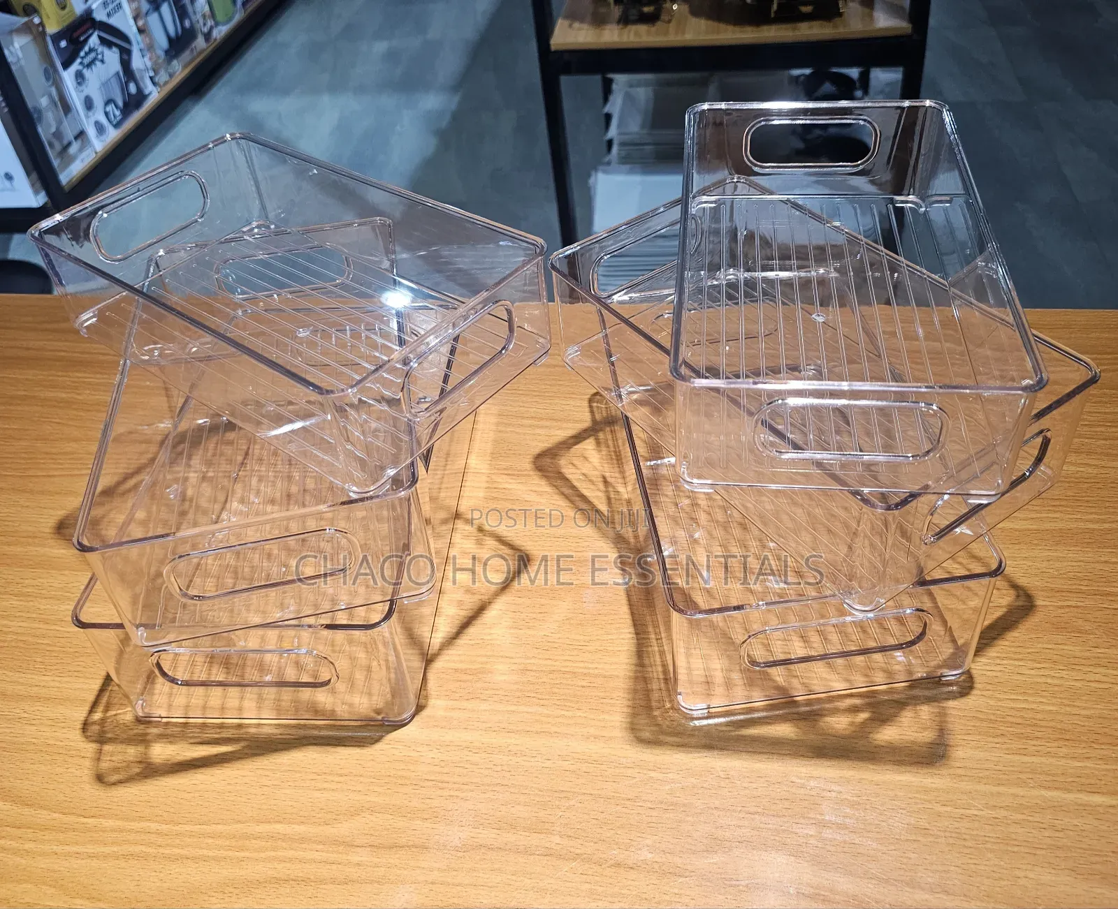 6-Piece Clear Stackable Fridge Pantry Organizer Bins Set