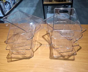 6-Piece Clear Stackable Fridge Pantry Organizer Bins Set