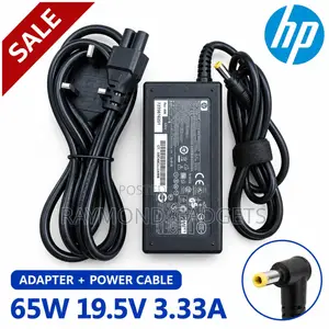 HP 65W 19.5V 3.33A Small Tip Laptop Power Adapter + Power Cable